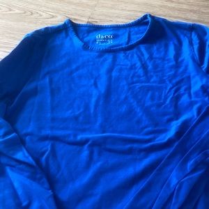 Denim & Co. 95%cotton; 5 spandex long sleeve bright blue long sleeve crew neck